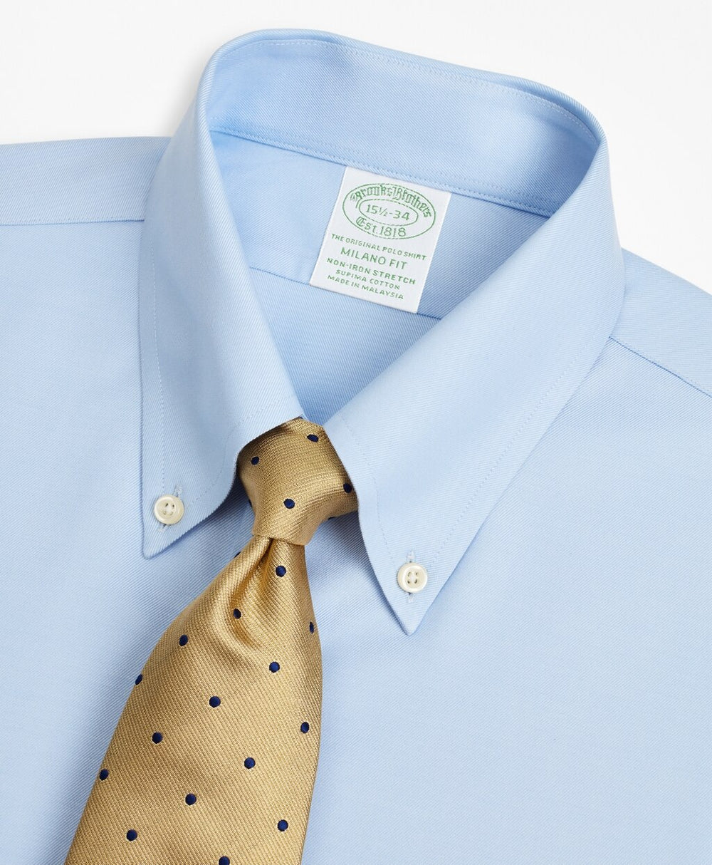 Stretch Milano Slim-Fit Dress Shirt, Non-Iron Twill Button-Down Collar