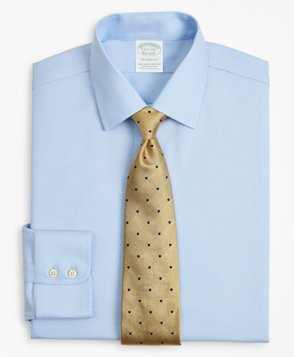 Stretch Milano Slim-Fit Dress Shirt, Non-Iron Twill Ainsley Collar