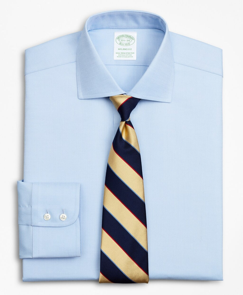 Stretch Milano Slim-Fit Dress Shirt, Non-Iron Royal Oxford English Collar