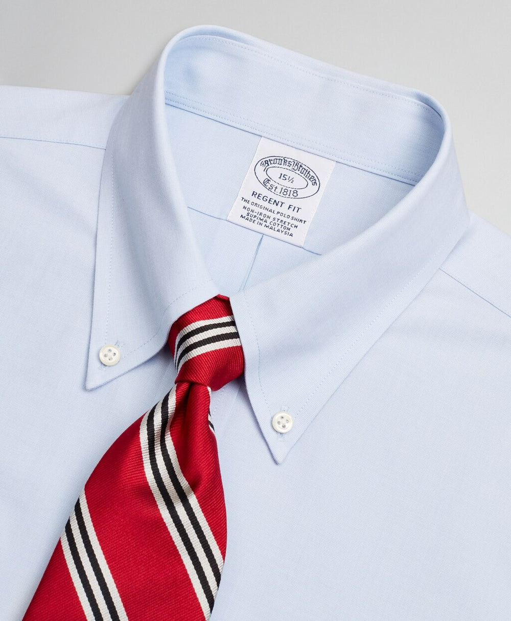 Stretch Regent Fitted Dress Shirt, Non-Iron Poplin End-on-End Short-Sleeve