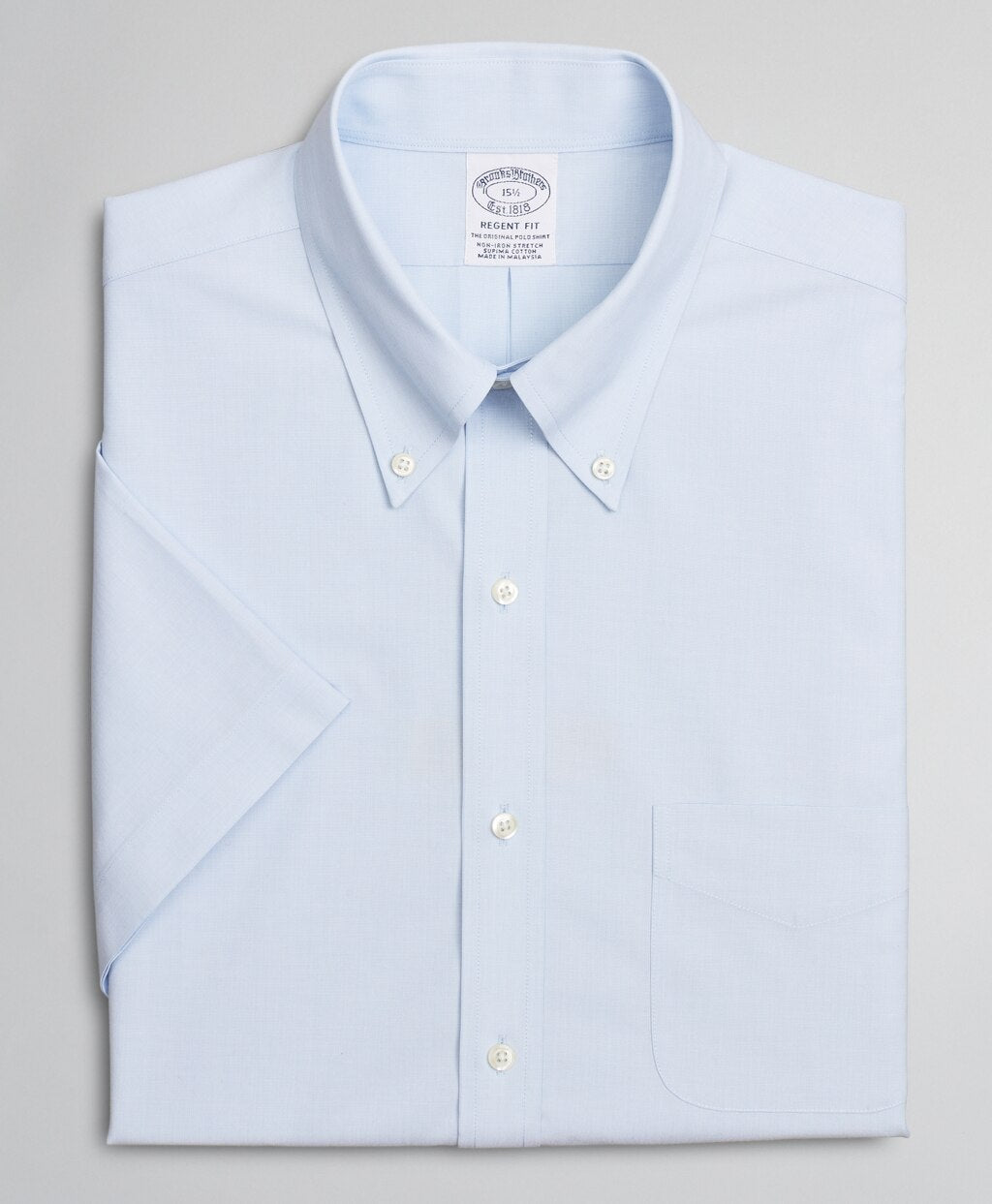 Stretch Regent Fitted Dress Shirt, Non-Iron Poplin End-on-End Short-Sleeve