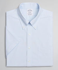 Stretch Regent Fitted Dress Shirt, Non-Iron Poplin End-on-End Short-Sleeve