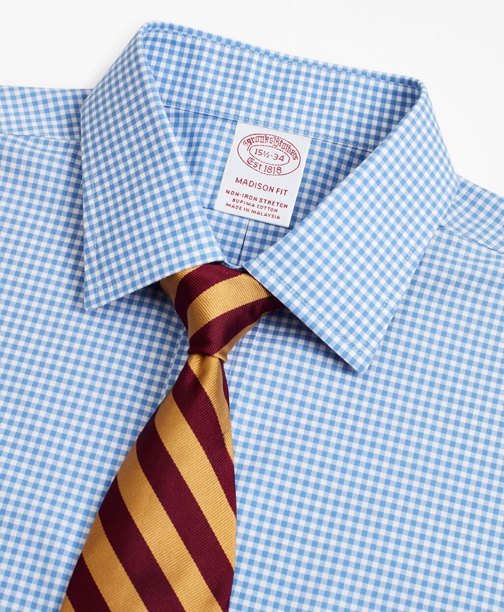 Stretch Madison Classic-Fit Dress Shirt, Non-Iron Poplin Ainsley Collar Gingham
