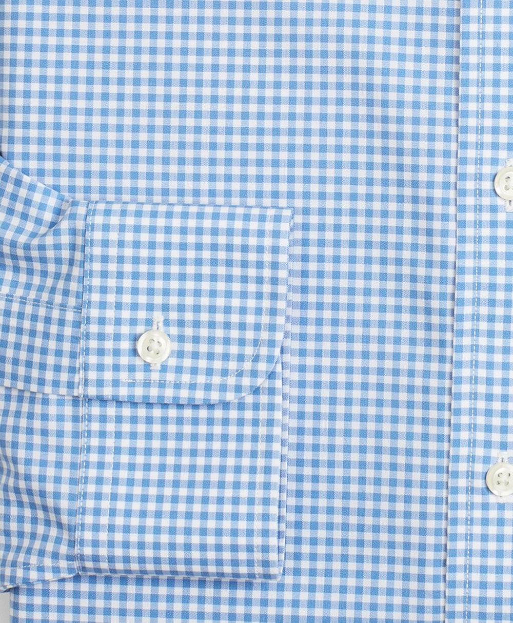 Stretch Regent Fitted Dress Shirt, Non-Iron Poplin Ainsley Collar Gingham