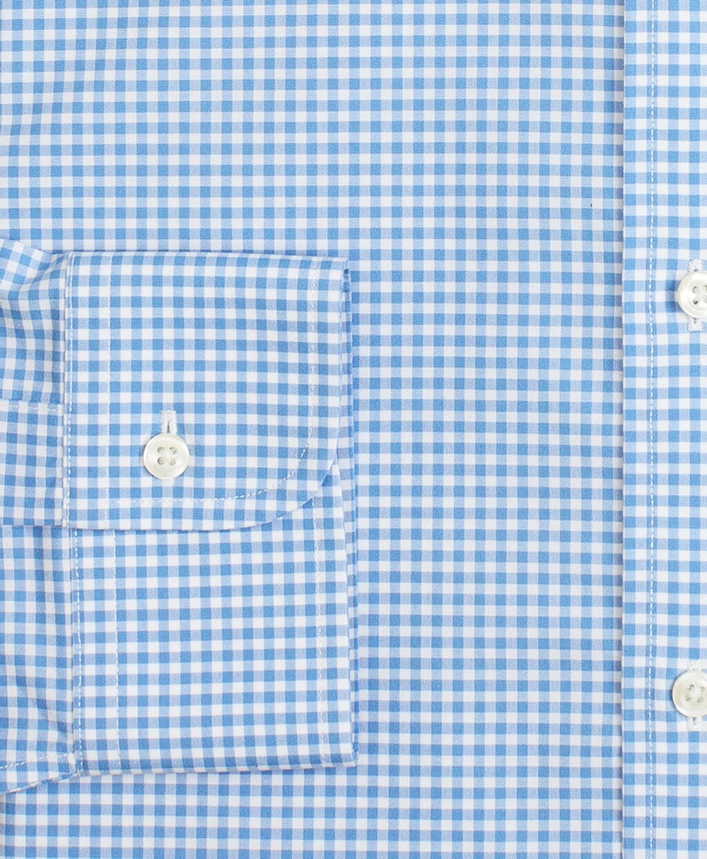 Stretch Milano Slim-Fit Dress Shirt, Non-Iron Poplin Button-Down Collar Gingham