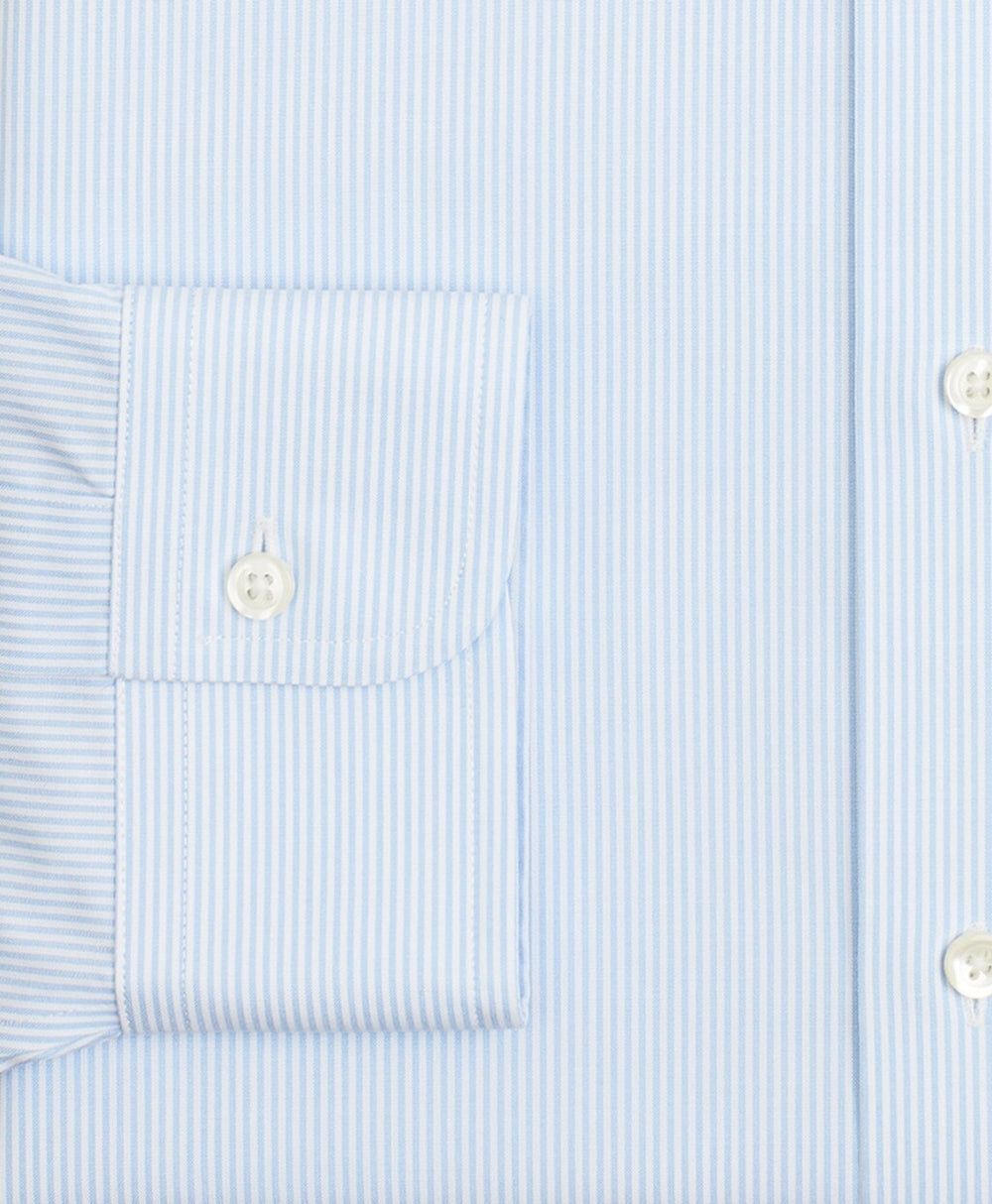 Stretch Milano Slim-Fit Dress Shirt, Non-Iron Poplin Button-Down Collar Fine Stripe