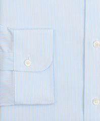 Stretch Milano Slim-Fit Dress Shirt, Non-Iron Poplin English Collar Fine Stripe