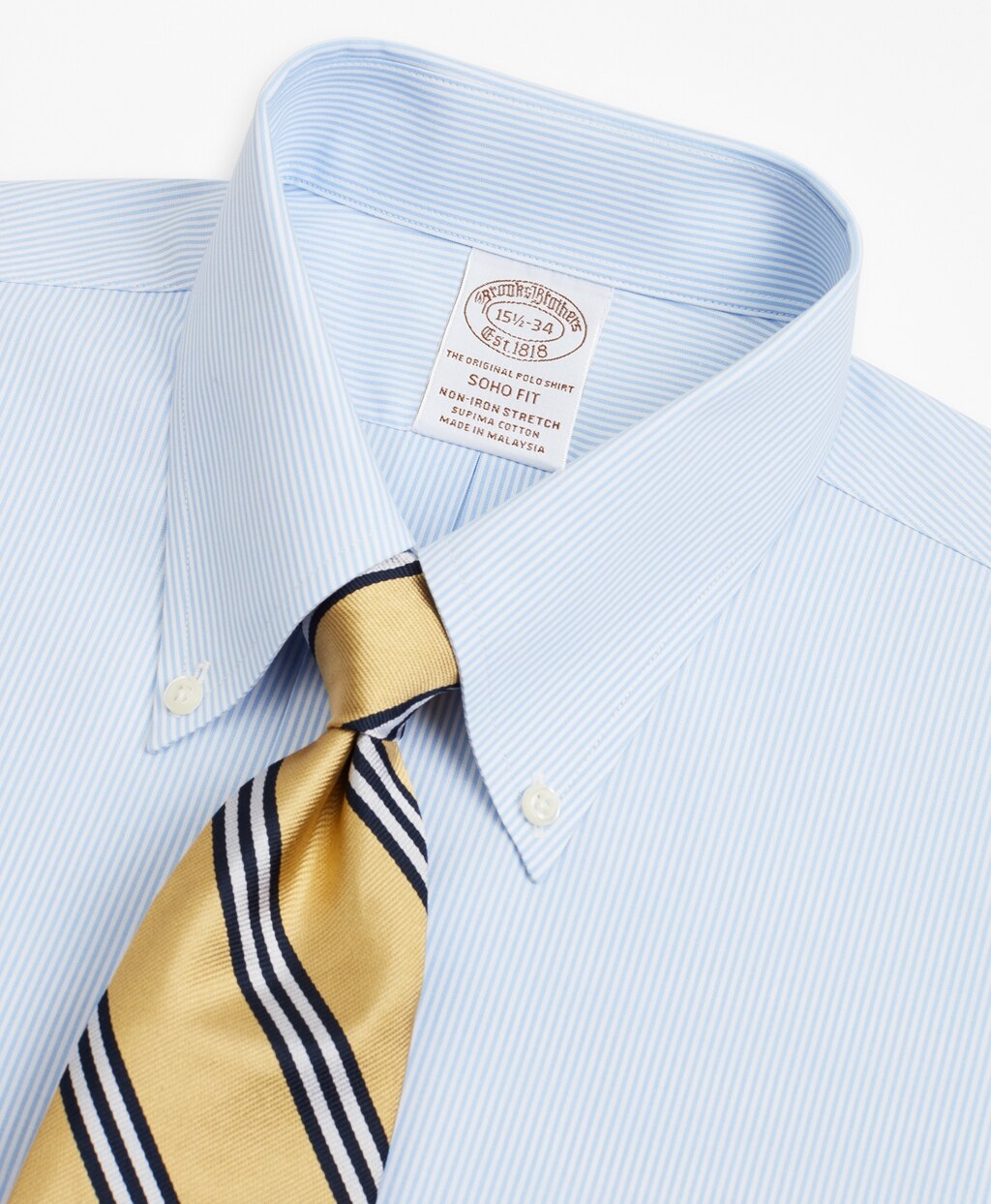 Stretch Soho Extra-Slim-Fit Dress Shirt, Non-Iron Poplin Button-Down Collar Fine Stripe