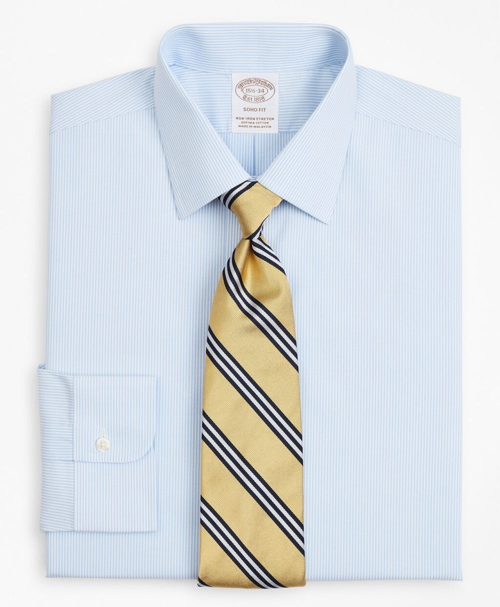 Stretch Soho Extra-Slim-Fit Dress Shirt, Non-Iron Poplin Ainsley Collar Fine Stripe