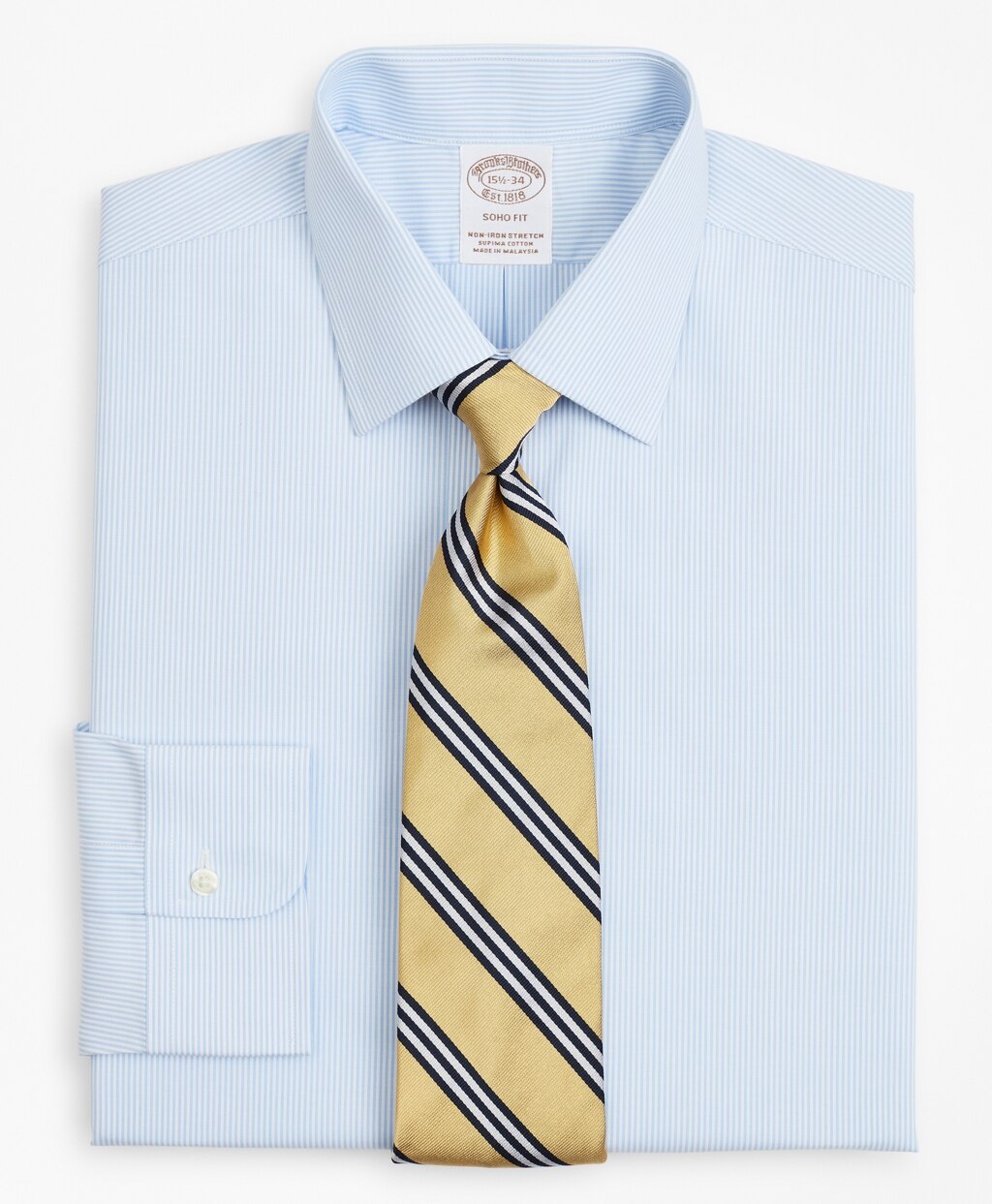 Stretch Soho Extra-Slim-Fit Dress Shirt, Non-Iron Poplin Ainsley Collar Fine Stripe