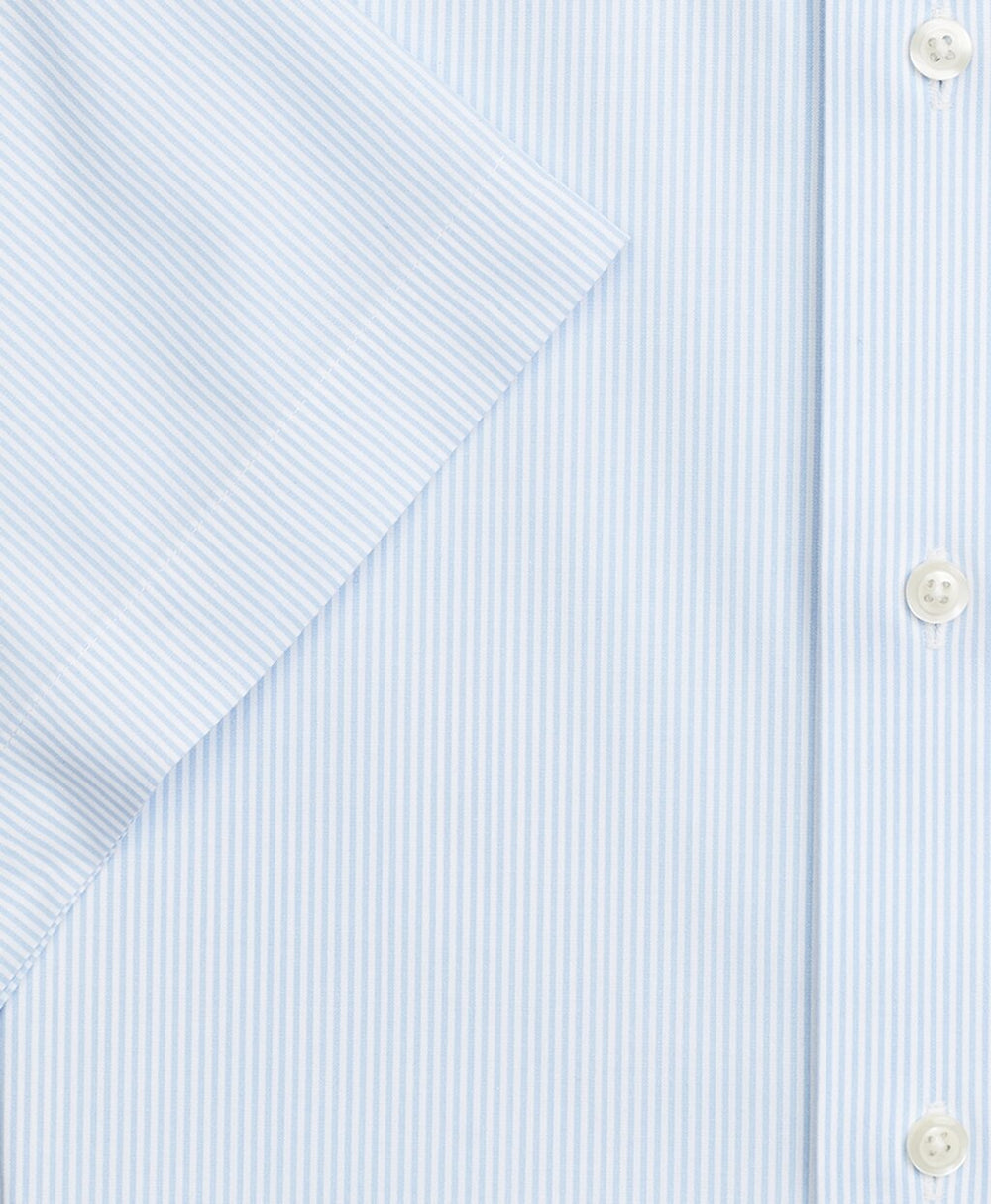 Stretch Regent Fitted Dress Shirt, Non-Iron Poplin Short-Sleeve Fine Stripe