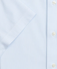 Stretch Regent Fitted Dress Shirt, Non-Iron Poplin Short-Sleeve Fine Stripe