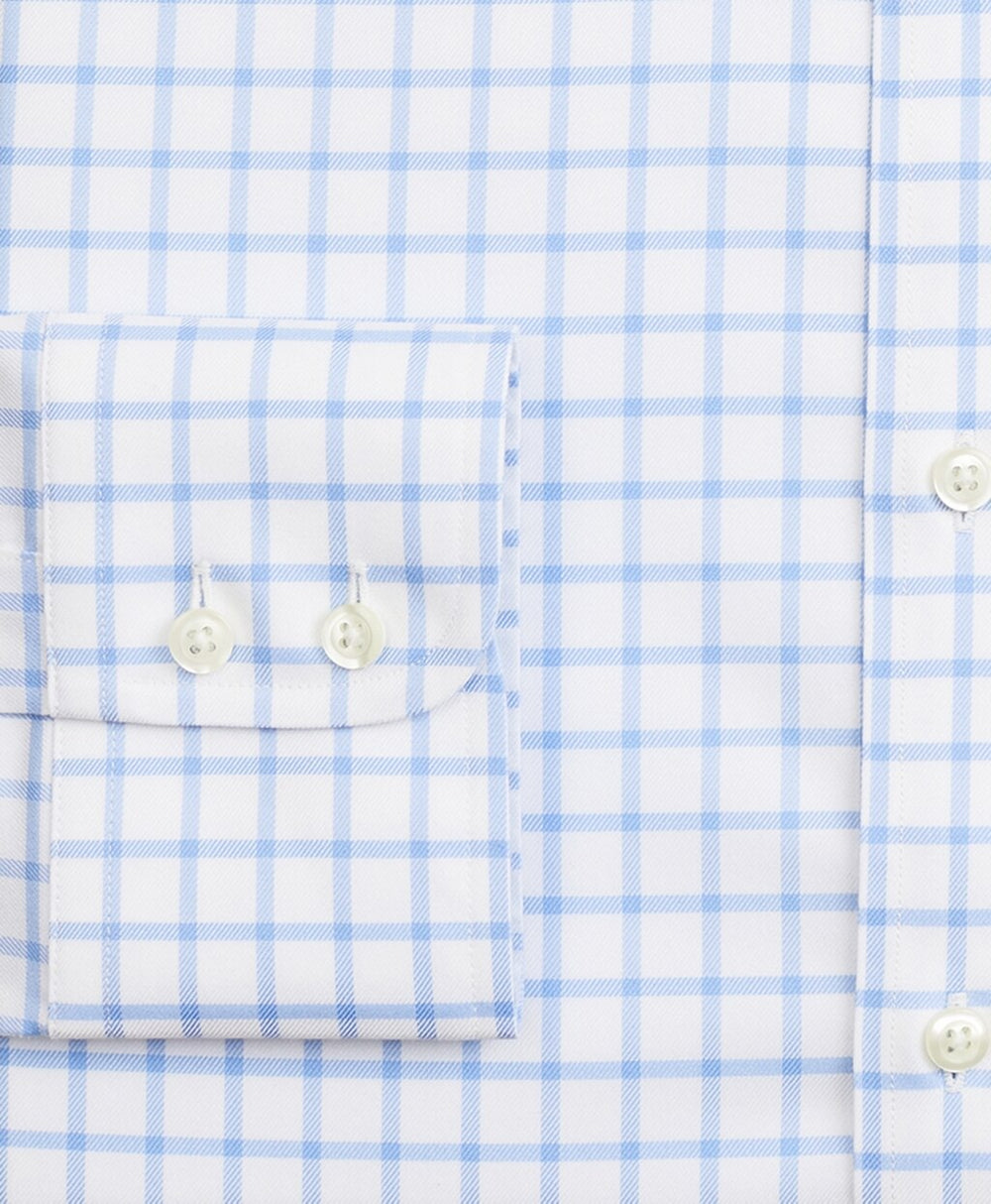 Stretch Milano Slim-Fit Dress Shirt, Non-Iron Twill Button-Down Collar Grid Check