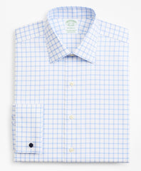 Stretch Milano Slim-Fit Dress Shirt, Non-Iron Twill Ainsley Collar French Cuff Grid Check