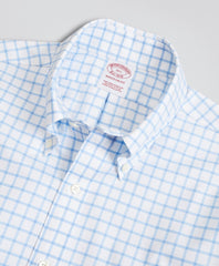 Stretch Madison Classic-Fit Dress Shirt, Non-Iron Twill Short-Sleeve Grid Check