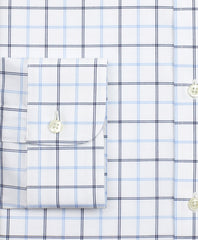 Stretch Regent Fitted Dress Shirt, Non-Iron Poplin Button-Down Collar Double-Grid Check