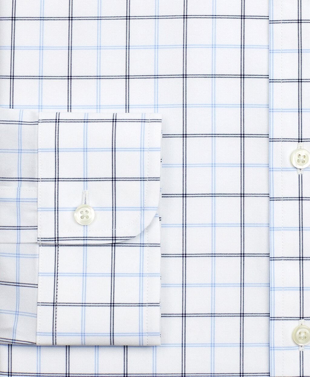 Stretch Milano Slim-Fit Dress Shirt, Non-Iron Poplin English Collar Double-Grid Check