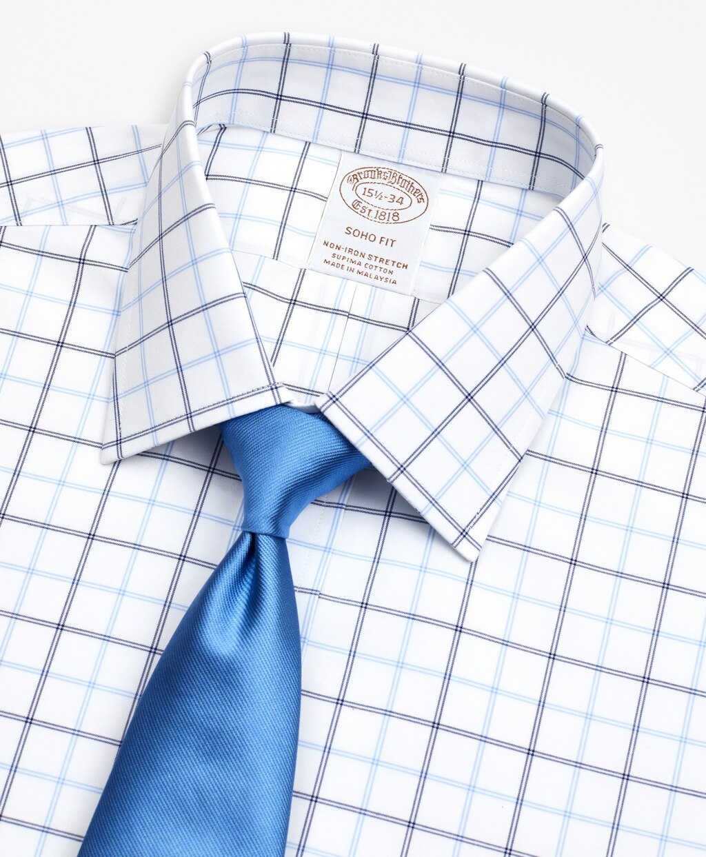 Stretch Soho Extra-Slim-Fit Dress Shirt, Non-Iron Poplin Ainsley Collar Double-Grid Check