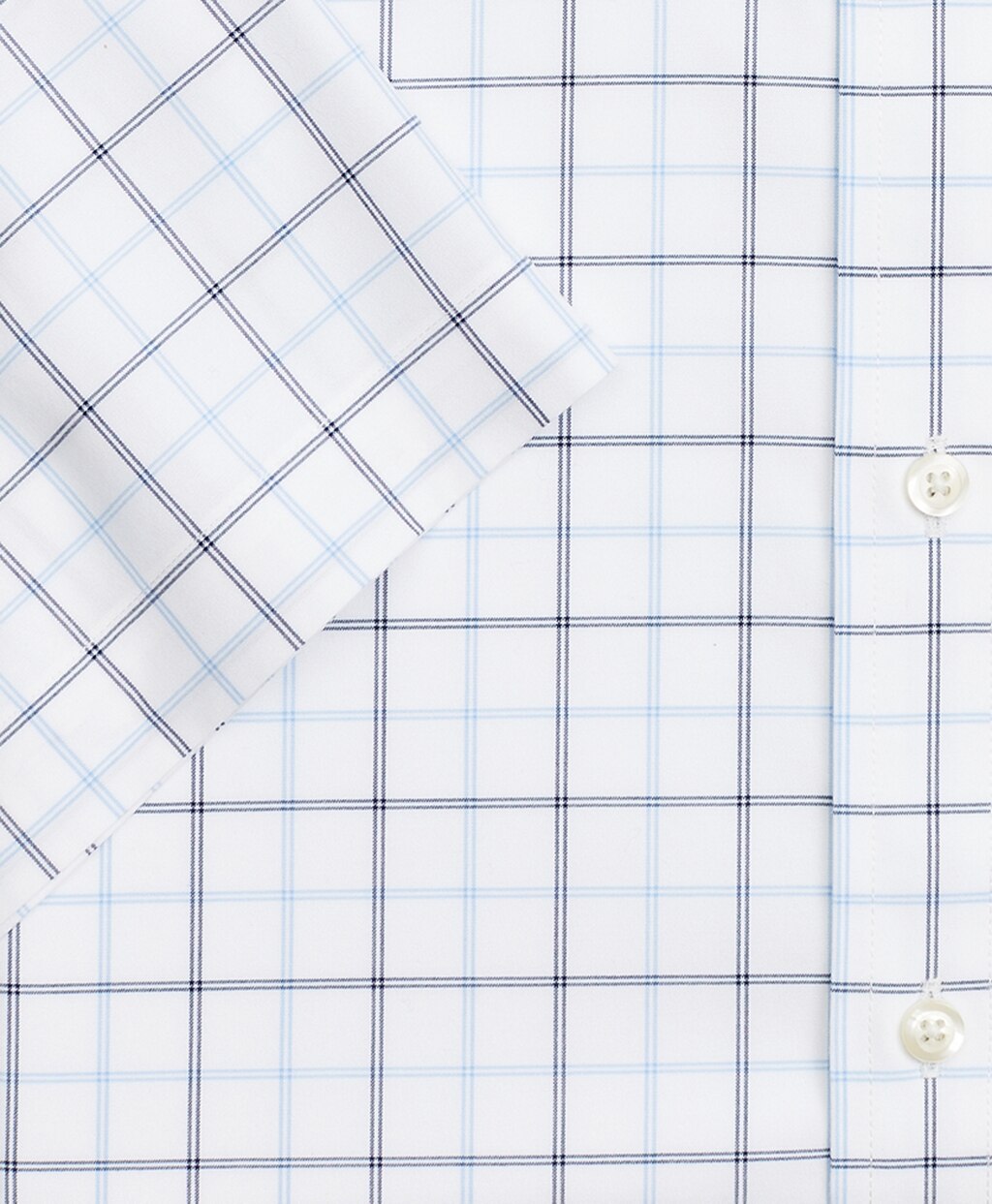 Stretch Regent Fitted Dress Shirt, Non-Iron Twill Short-Sleeve Double-Grid Check