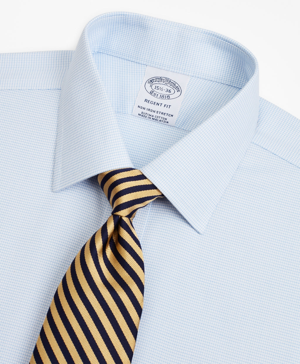 Stretch Regent Fitted Dress Shirt, Non-Iron Twill Ainsley Collar Micro-Check