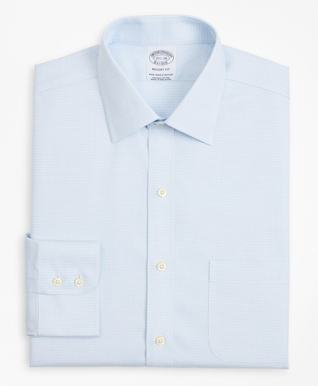 Stretch Regent Fitted Dress Shirt, Non-Iron Twill Ainsley Collar Micro-Check