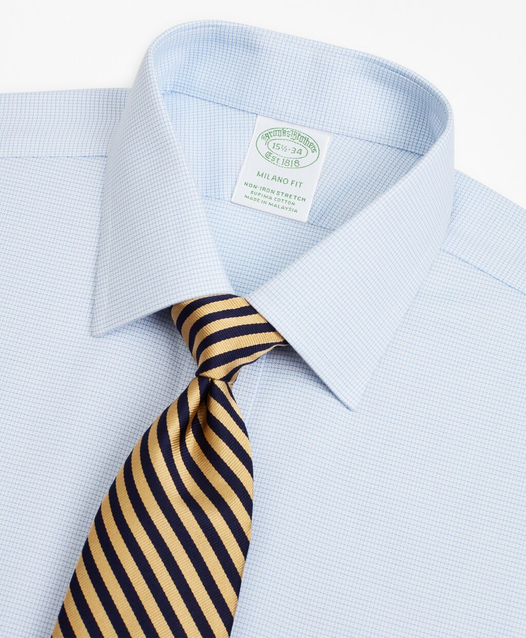 Stretch Milano Slim-Fit Dress Shirt, Non-Iron Twill Ainsley Collar Micro-Check