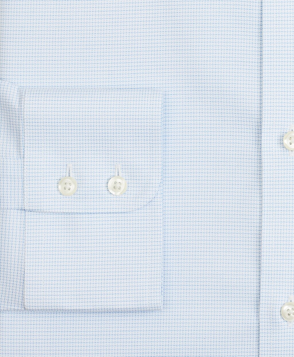 Stretch Milano Slim-Fit Dress Shirt, Non-Iron Twill English Collar Micro-Check