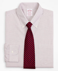 Stretch Madison Classic-Fit Dress Shirt, Non-Iron Poplin Button-Down Collar Small Grid Check