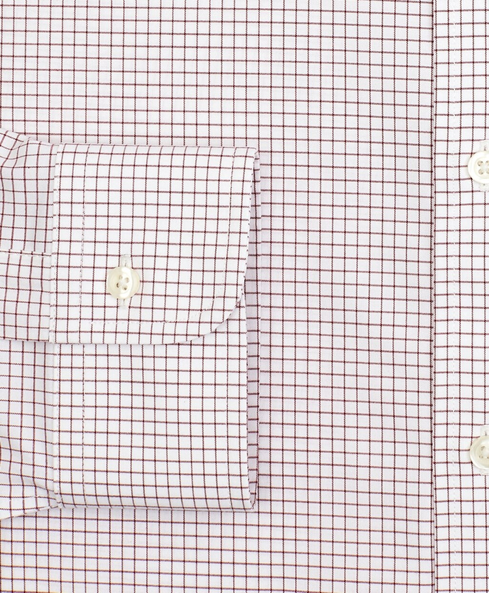 Stretch Regent Fitted Dress Shirt, Non-Iron Poplin Ainsley Collar Small Grid Check