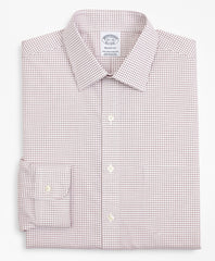 Stretch Regent Fitted Dress Shirt, Non-Iron Poplin Ainsley Collar Small Grid Check