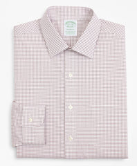 Stretch Milano Slim-Fit Dress Shirt, Non-Iron Poplin Ainsley Collar Small Grid Check