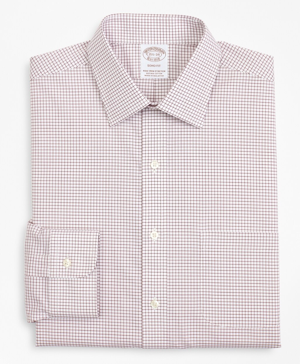 Stretch Soho Extra-Slim-Fit Dress Shirt, Non-Iron Poplin Ainsley Collar Small Grid Check