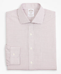 Stretch Soho Extra-Slim-Fit Dress Shirt, Non-Iron Poplin English Collar Small Grid Check