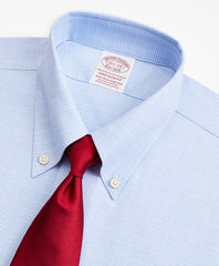 Stretch Madison Classic-Fit Dress Shirt, Non-Iron Royal Oxford Button-Down Collar Glen Plaid