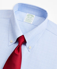 Stretch Milano Slim-Fit Dress Shirt, Non-Iron Royal Oxford Button-Down Collar Glen Plaid