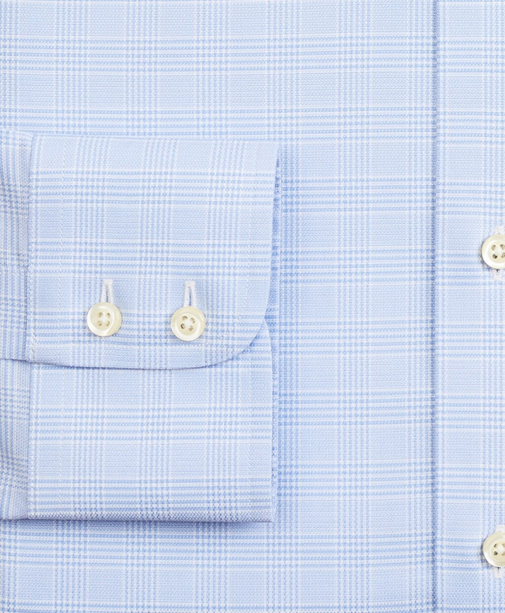 Stretch Milano Slim-Fit Dress Shirt, Non-Iron Royal Oxford Button-Down Collar Glen Plaid