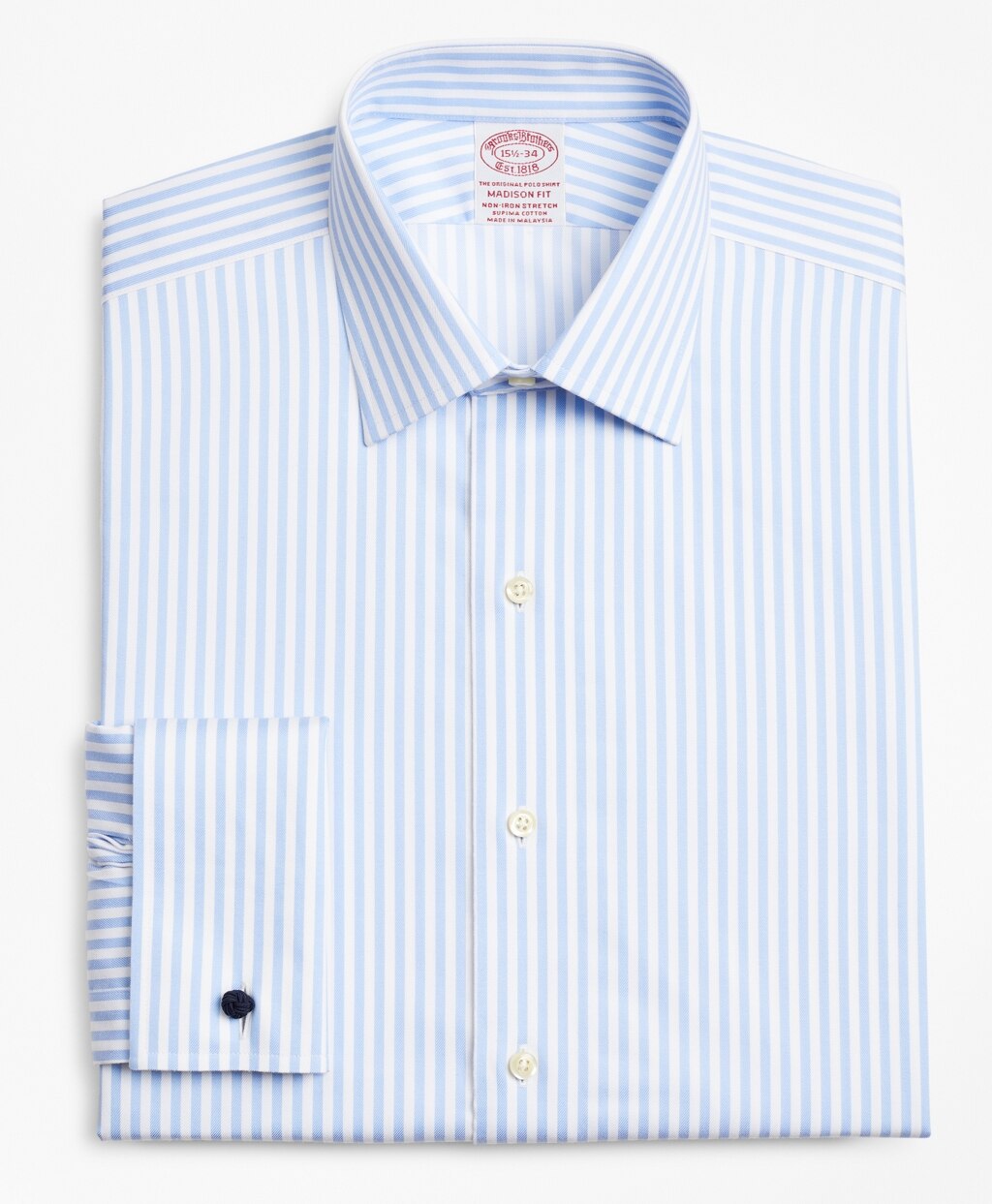 Stretch Madison Classic-Fit Dress Shirt, Non-Iron Twill Ainsley Collar French Cuff  Bold Stripe