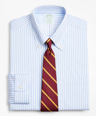 Stretch Milano Slim-Fit Dress Shirt, Non-Iron Twill Button-Down Collar Bold Stripe
