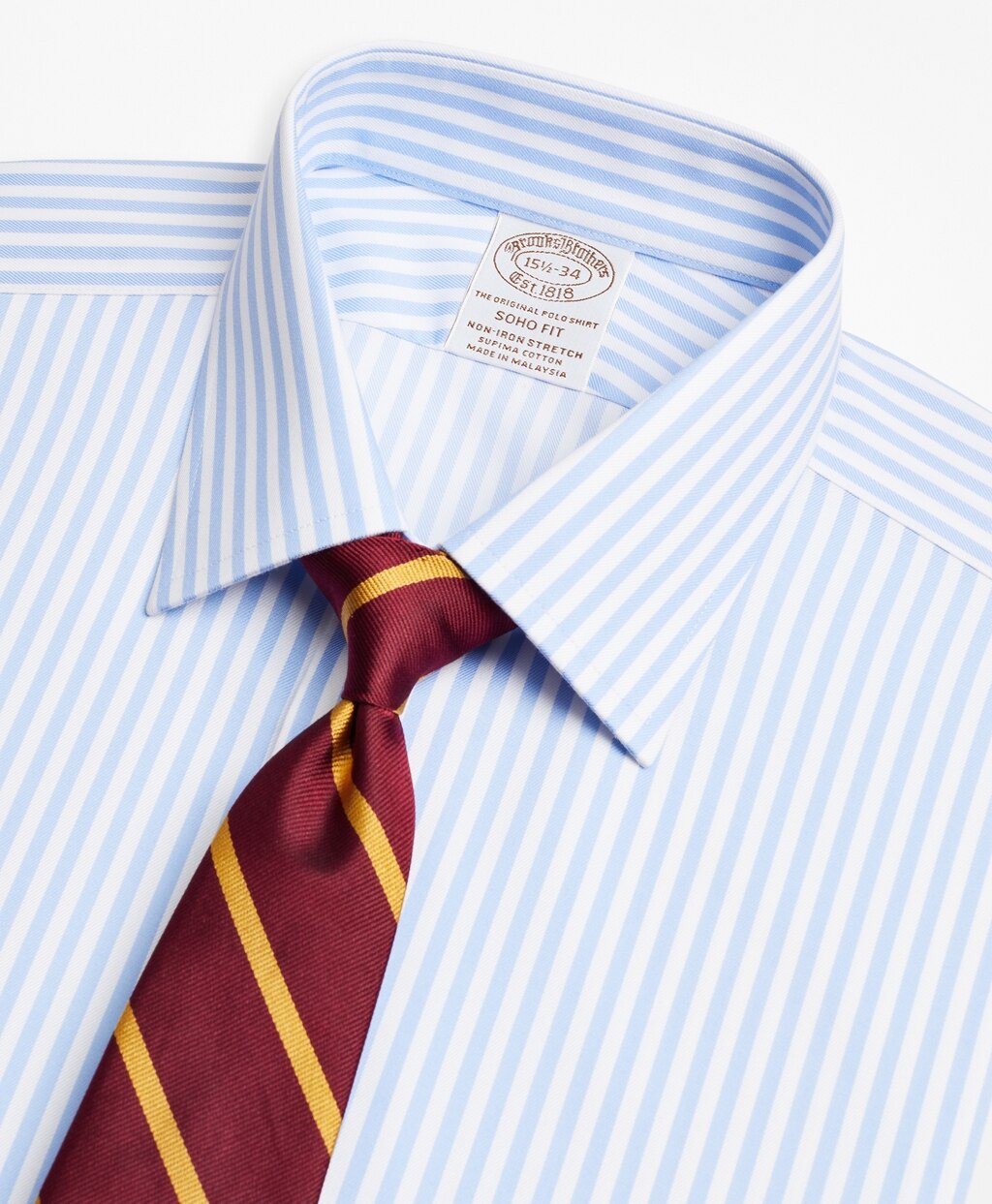 Stretch Soho Extra-Slim-Fit Dress Shirt, Non-Iron Twill Ainsley Collar French Cuff Bold Stripe