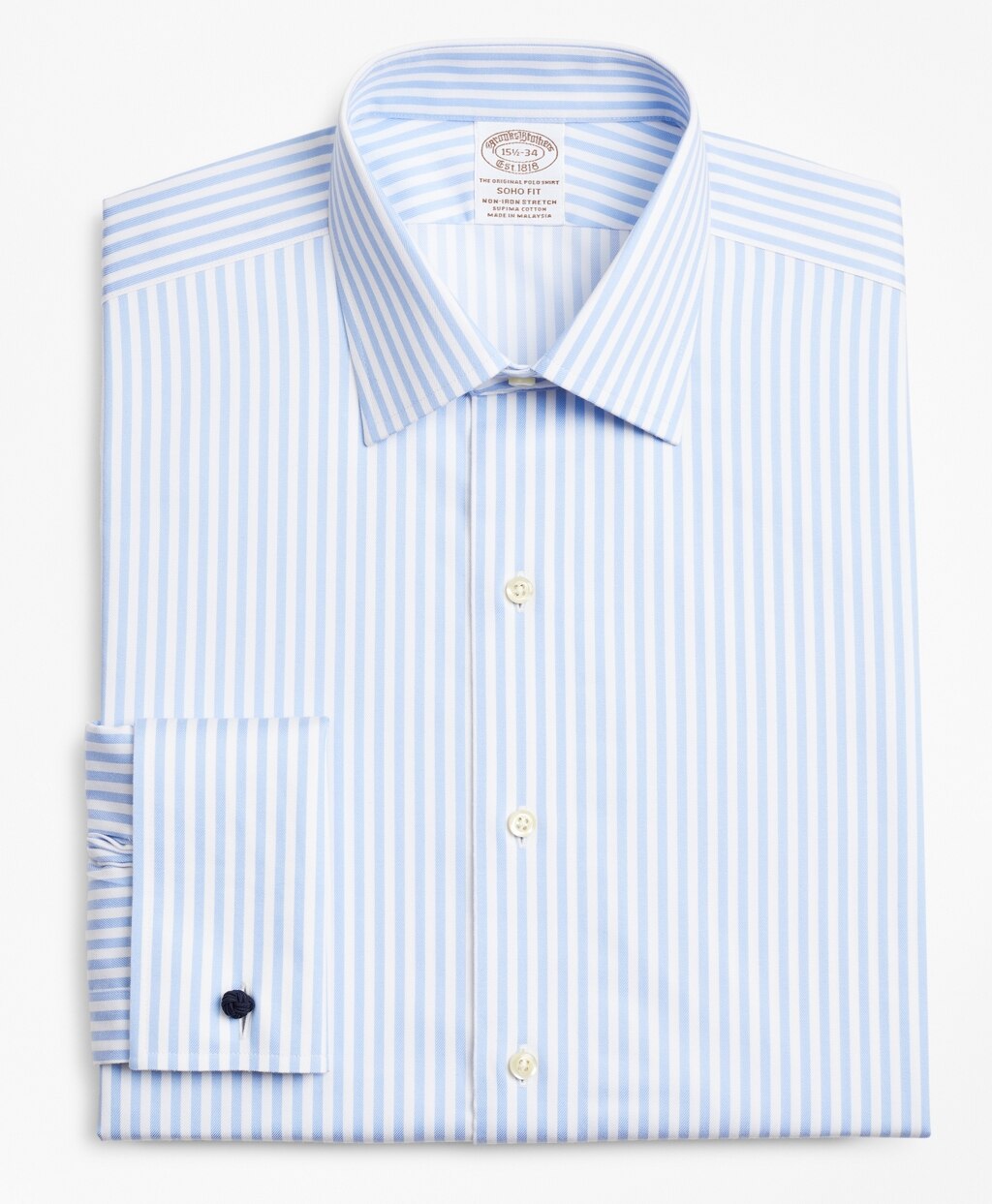 Stretch Soho Extra-Slim-Fit Dress Shirt, Non-Iron Twill Ainsley Collar French Cuff Bold Stripe