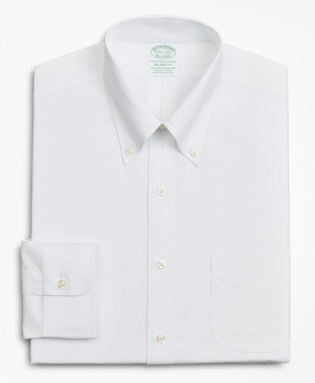 Stretch Milano Slim-Fit Dress Shirt, Non-Iron Poplin Button-Down Collar
