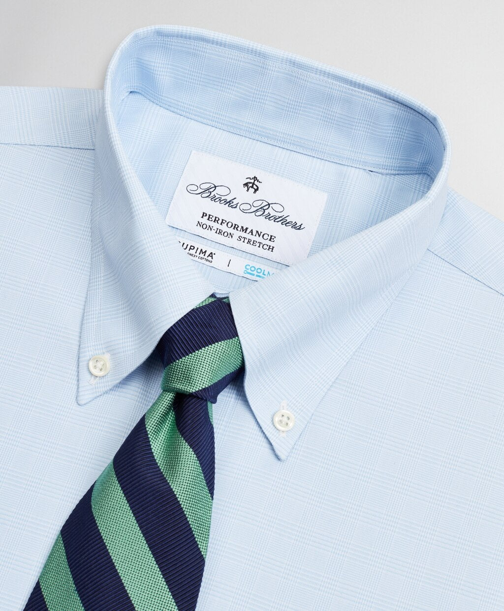 Regent Fitted Dress Shirt, Performance Non-Iron with COOLMAX®, Button-Down Collar Twill Check