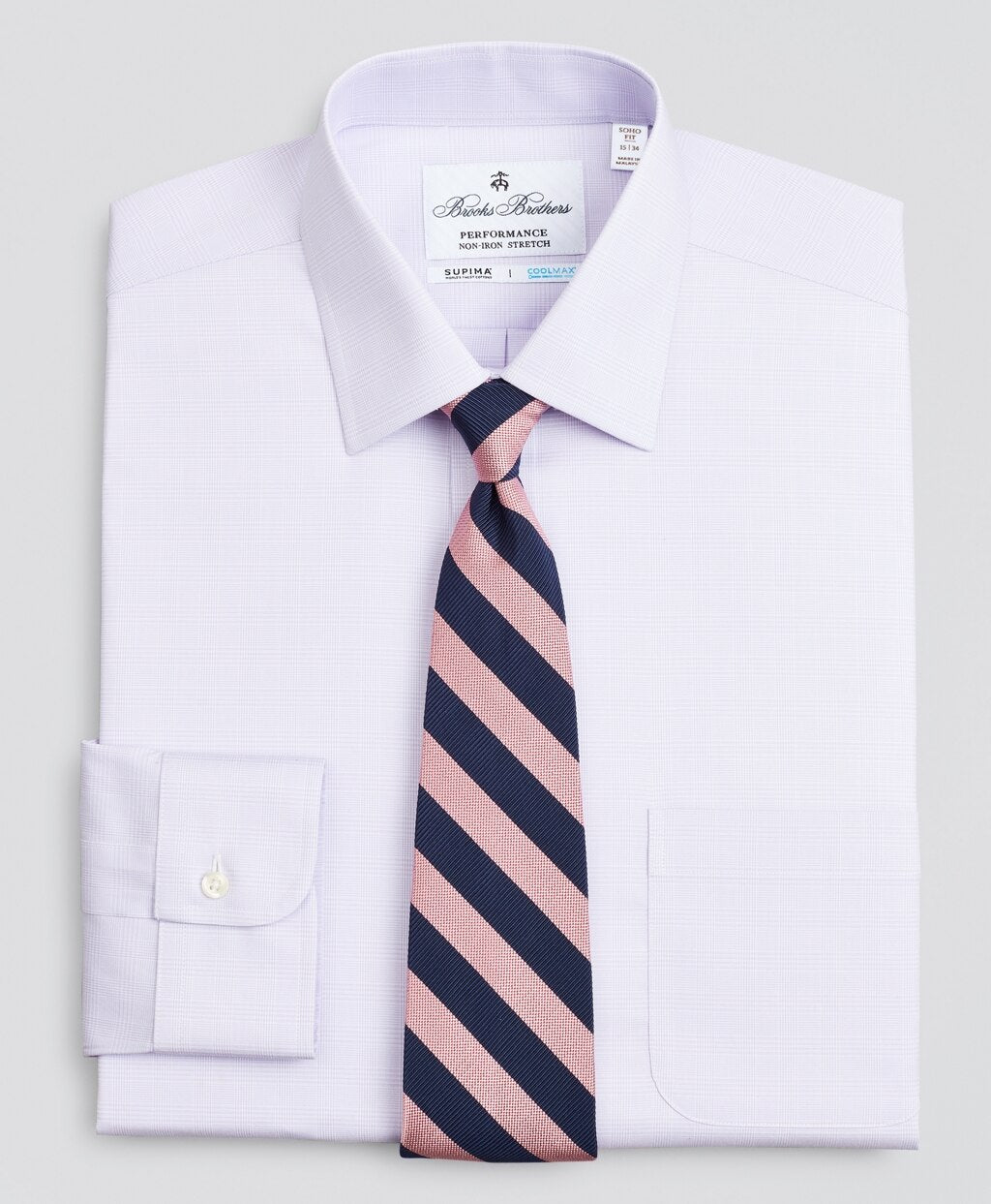 Soho Extra-Slim Fit Dress Shirt, Performance Non-Iron with COOLMAX®, Ainsley Collar Twill Check