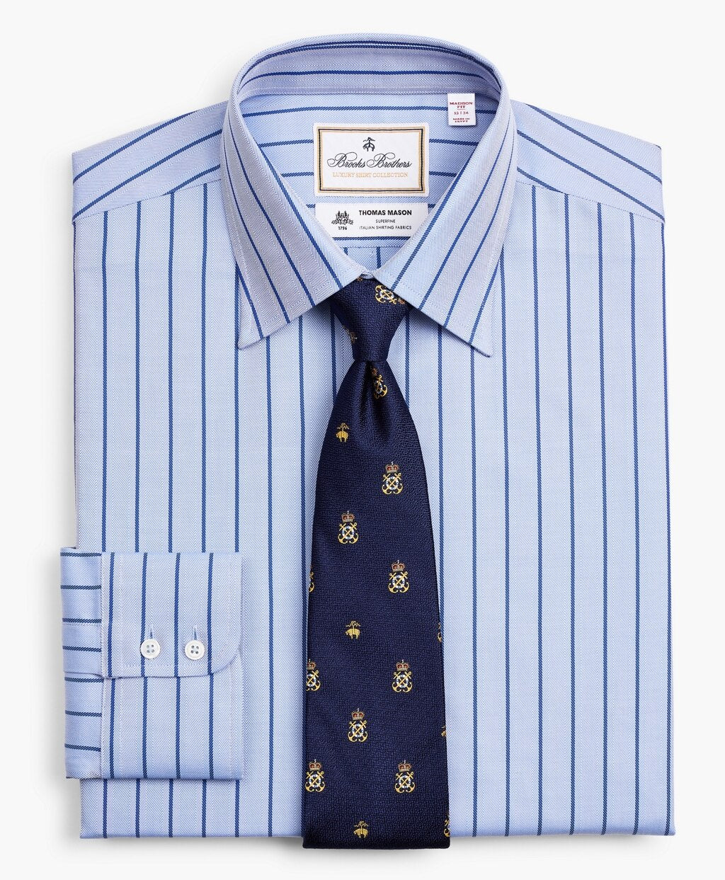 Luxury Collection Madison Classic-Fit Dress Shirt, Franklin Spread Collar Herringbone Stripe