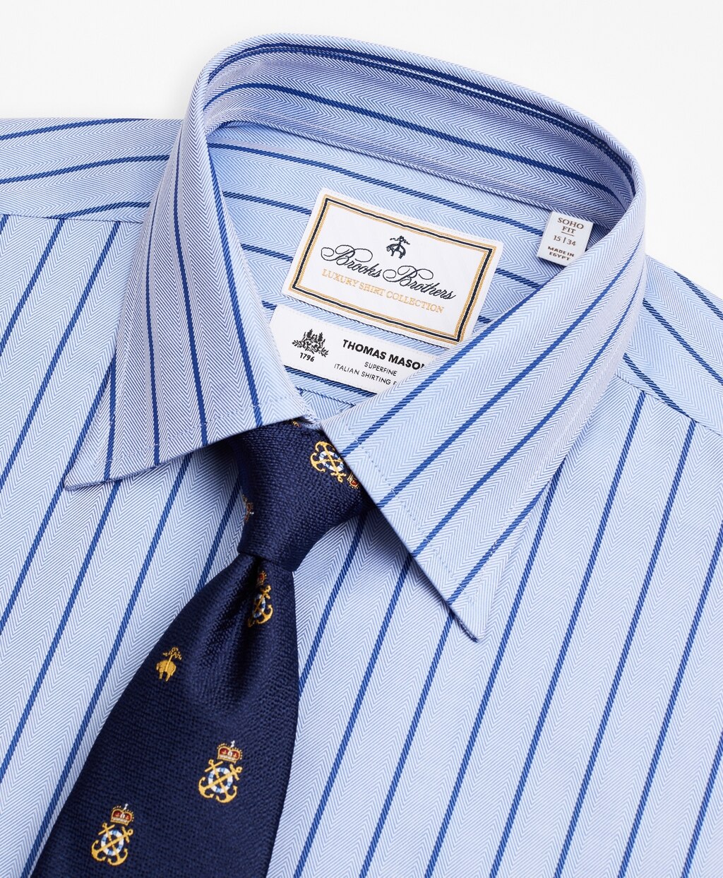 Luxury Collection Soho Extra-Slim-Fit Dress Shirt, Franklin Spread Collar Herringbone Stripe