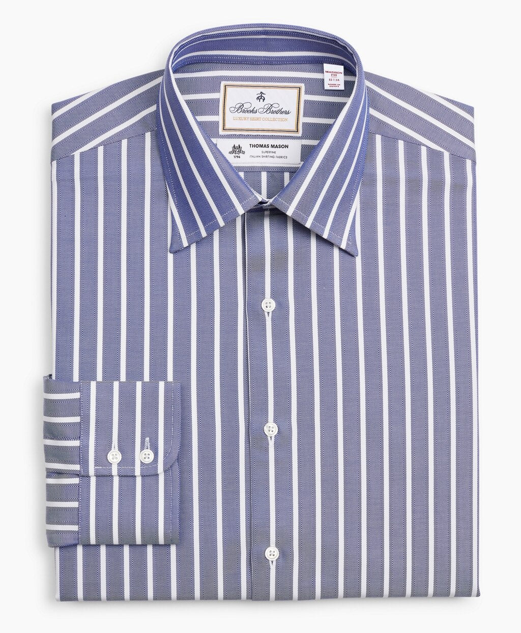 Luxury Collection Madison Classic-Fit Dress Shirt, Franklin Spread Collar Herringbone Wide Stripe
