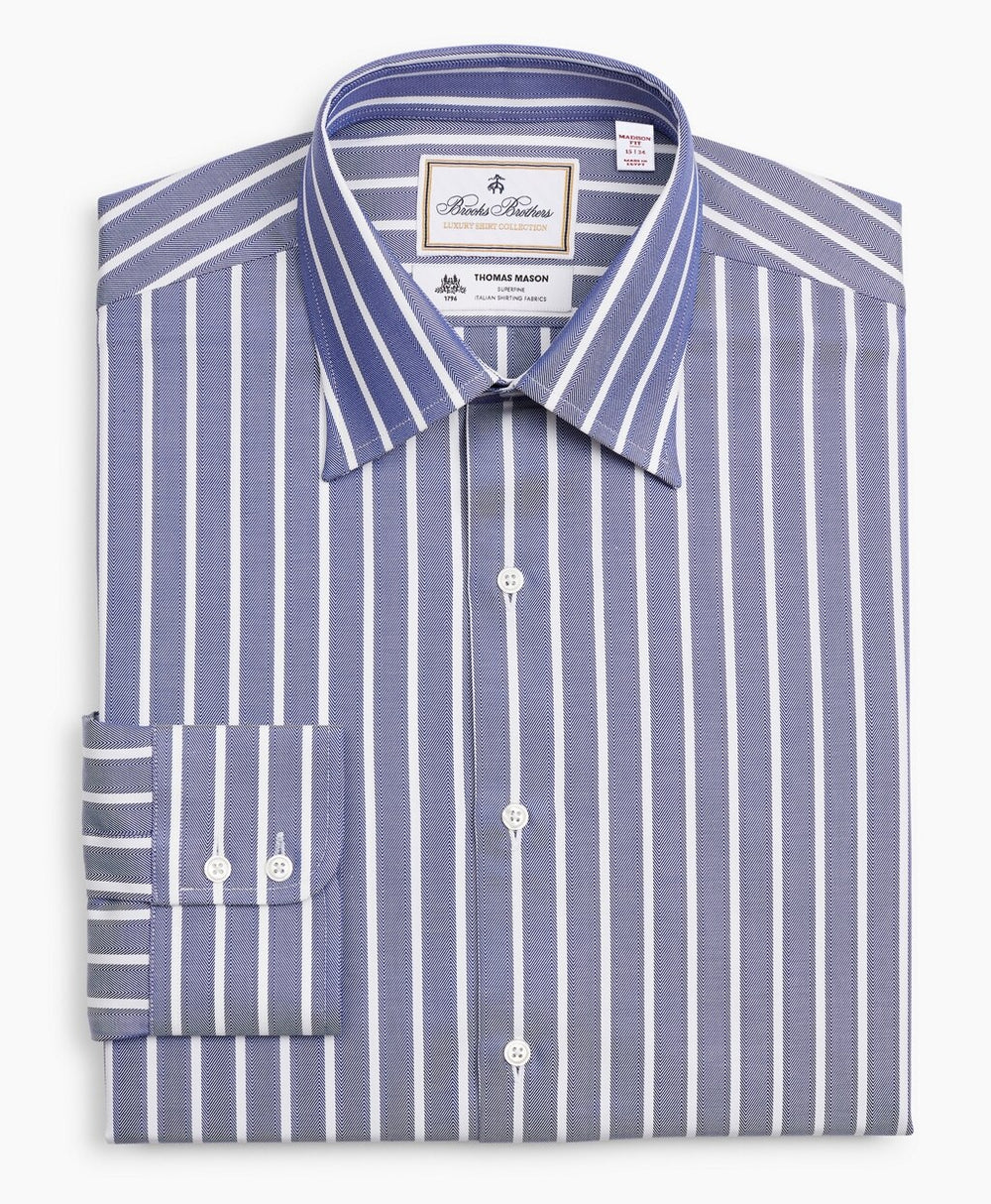Luxury Collection Madison Classic-Fit Dress Shirt, Franklin Spread Collar Herringbone Wide Stripe