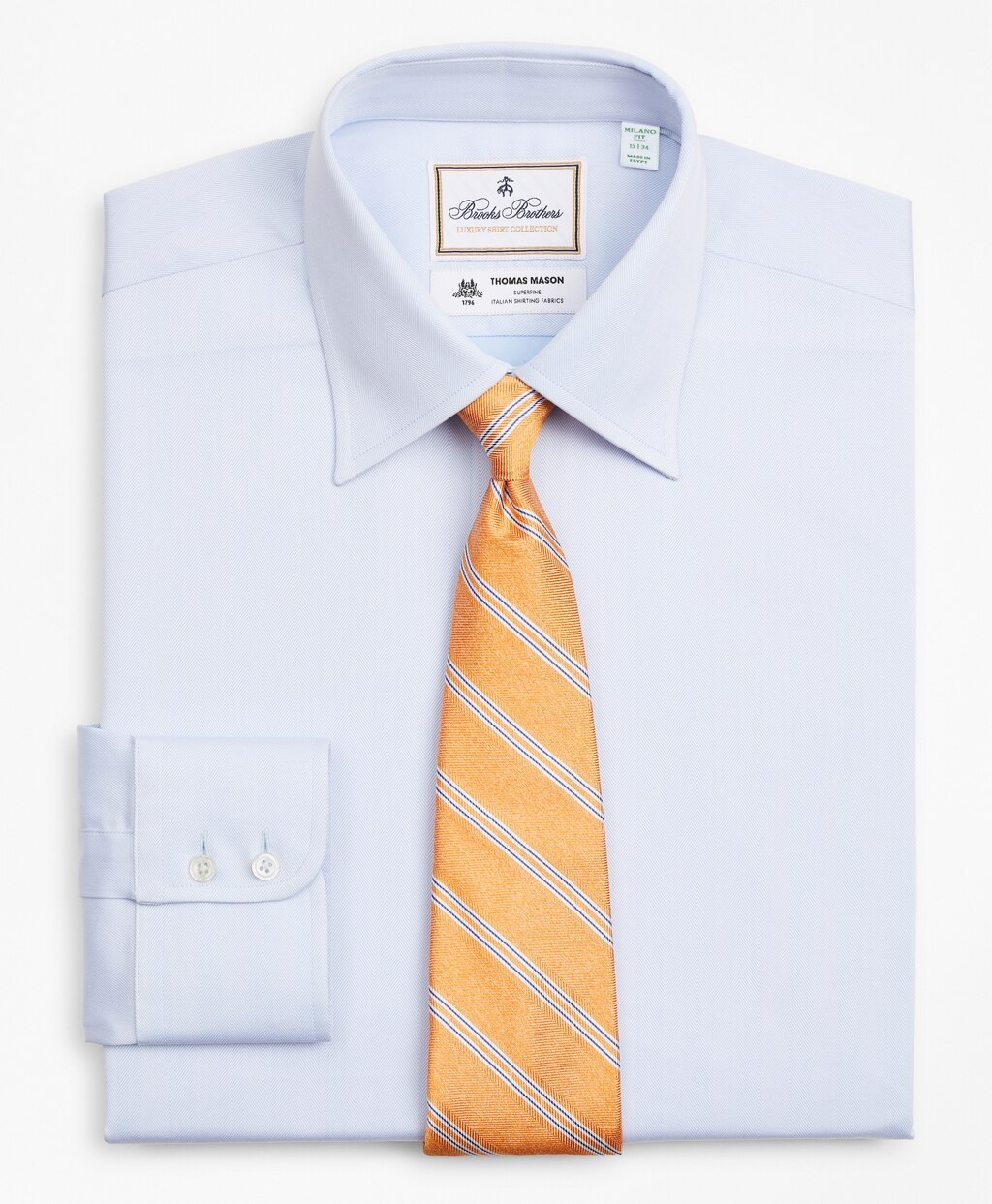 Luxury Collection Milano Slim-Fit Dress Shirt, Franklin Spread Collar Herringbone