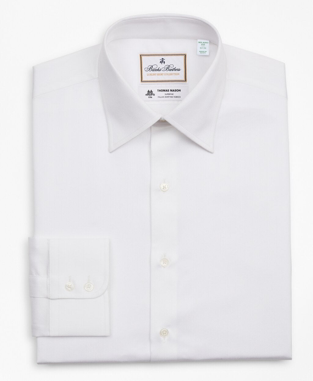 Luxury Collection Milano Slim-Fit Dress Shirt, Franklin Spread Collar Herringbone