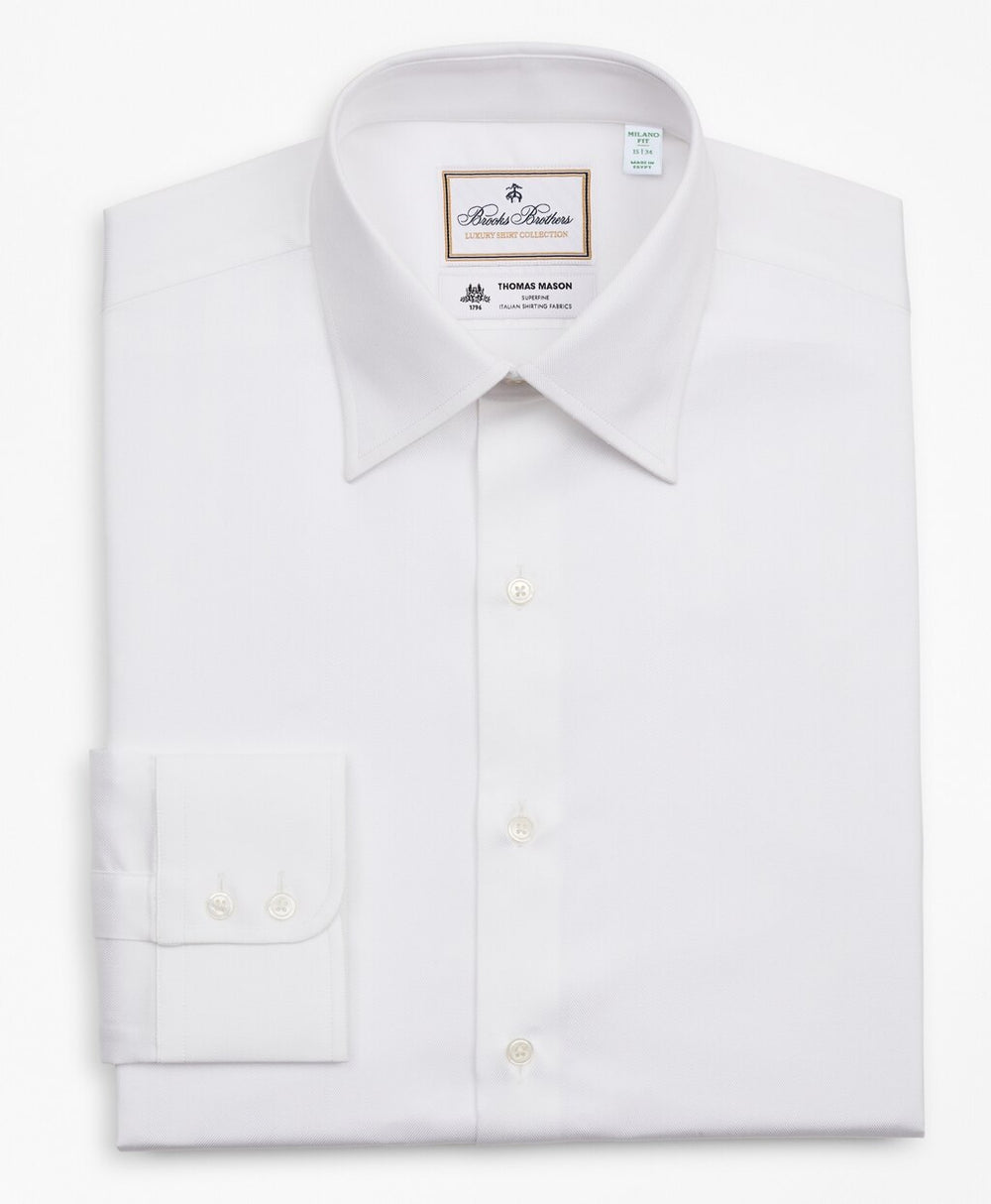Luxury Collection Milano Slim-Fit Dress Shirt, Franklin Spread Collar Herringbone